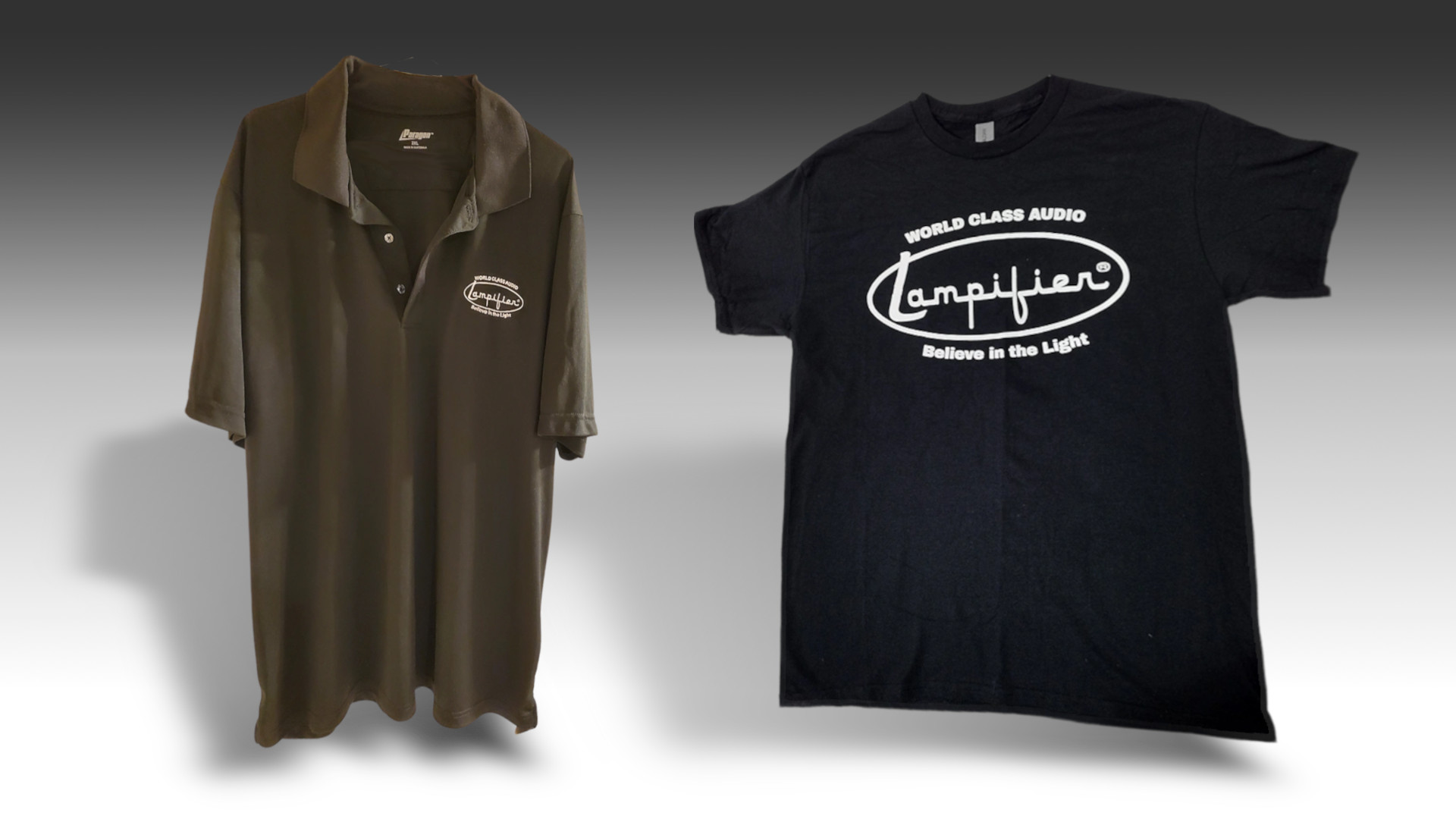 Image of Lampifier Microphone Logo Paragon Polo shirt & Gildan T-shirt