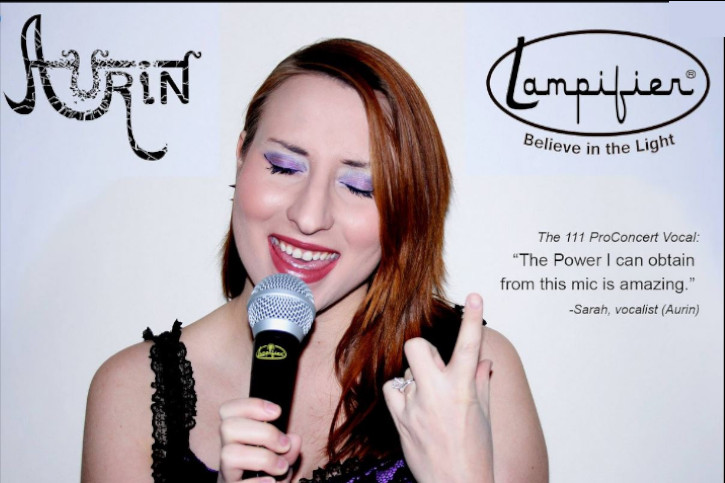 Image of Aurin proclaiming the power the Lampifier Programmable Microphone Model 711 gives the artist