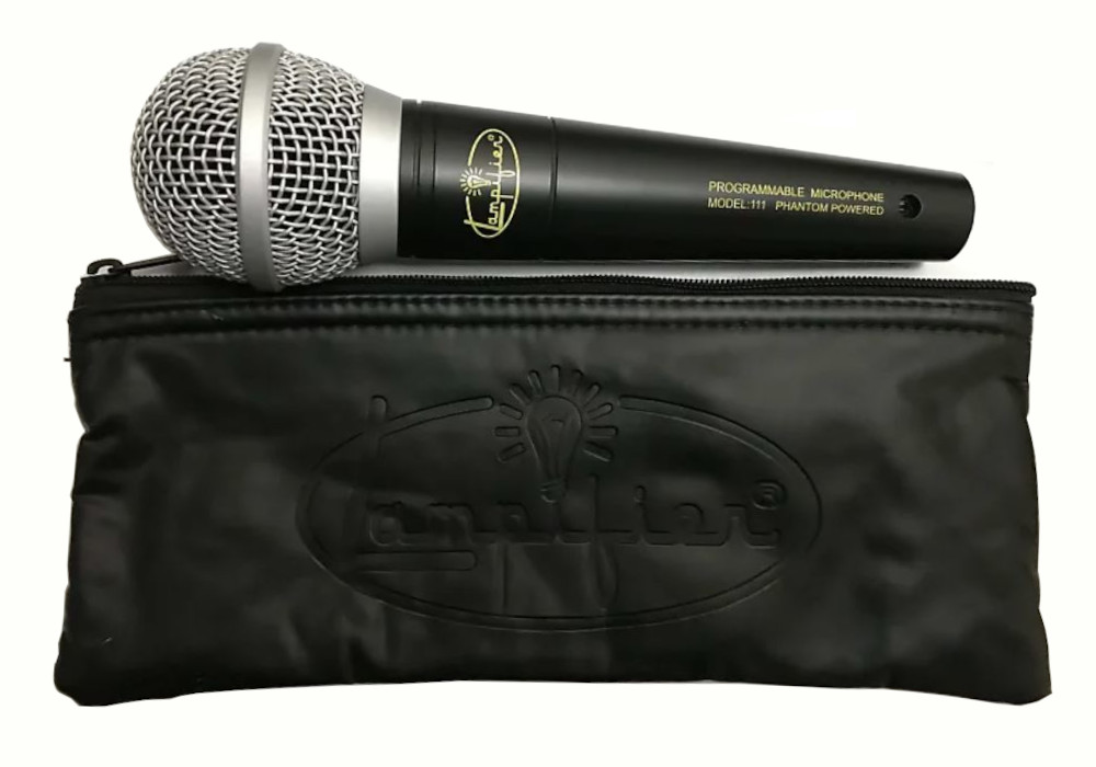Image of Lampifier Programmable Microphone Model 111 with durable carrying case
