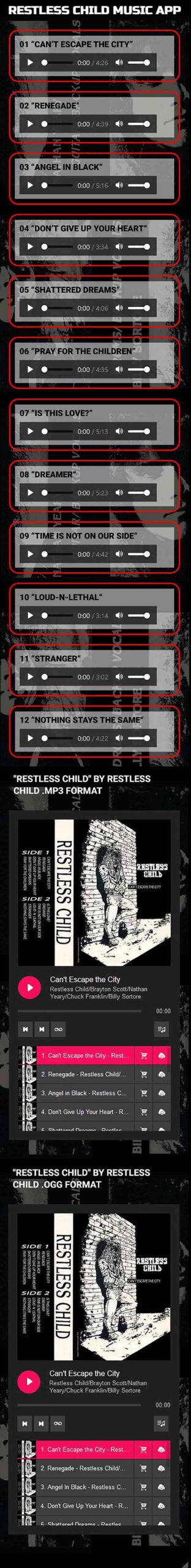 Image of Restless Child Album in App Site 1989 Album, 12 songs $2.99 Dueling Worlds© International
