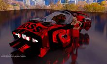 Image of Dueling Worlds© International 3D 2069 i2 Cyber Ford Boss Mustang Concept StratoCar